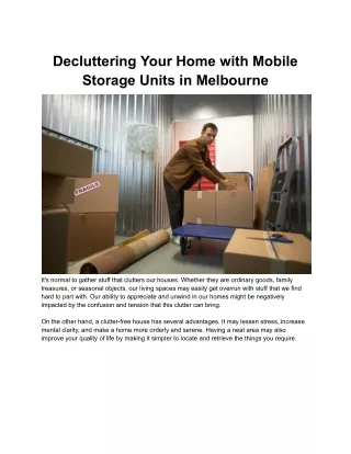 Decluttering Your Home with Mobile Storage Units in Melbourne