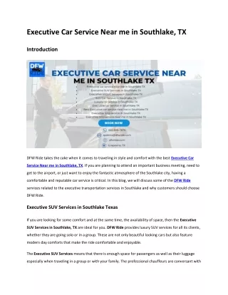 Executive Car Service Near me in Southlake