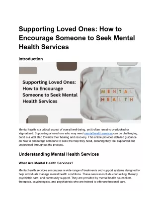 Supporting Loved Ones: How to Encourage Someone to Seek Mental Health Services