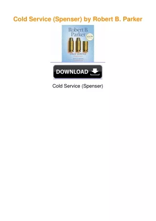 Cold Service (Spenser) by Robert B. Parker
