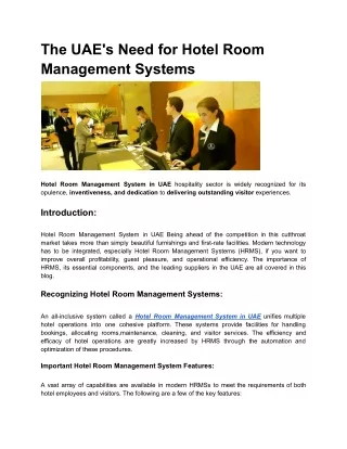 The UAE's Need for Hotel Room Management Systems