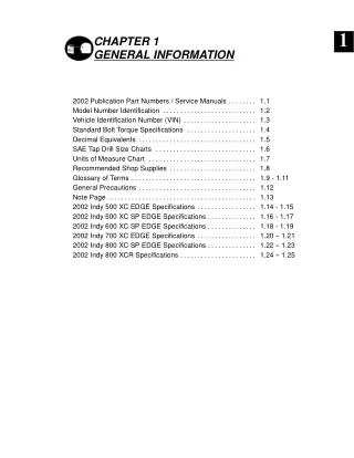 2002 Polaris 500 XC SP SNOWMOBILE Service Repair Manual