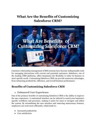 What Are the Benefits of Customizing Salesforce CRM?
