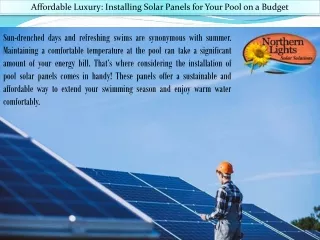 Affordable Luxury: Installing Solar Panels for Your Pool on a Budget