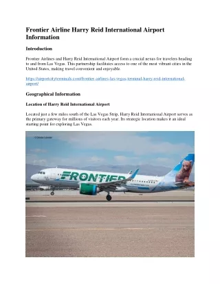 Frontier Airline Harry Reid International Airport Information