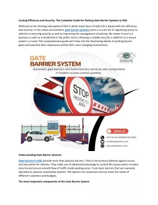 The Ultimate Guide to Parking Gate Barrier Systems in Saudi Arabia