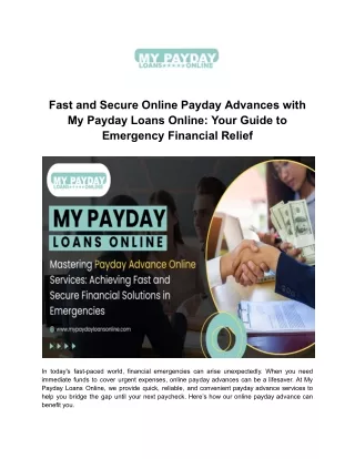 My Payday Loans Online: Your Trusted Source for Fast and Secure Payday Advance O