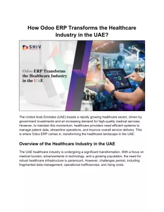 Enhancing UAE Healthcare with Odoo ERP Solutions