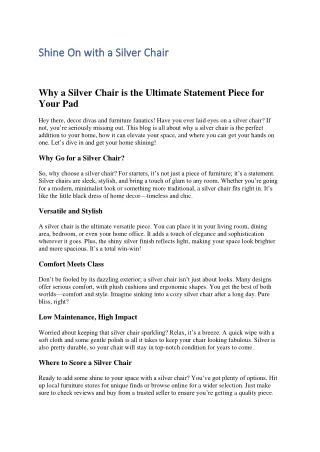 Shine On with a Silver Chair