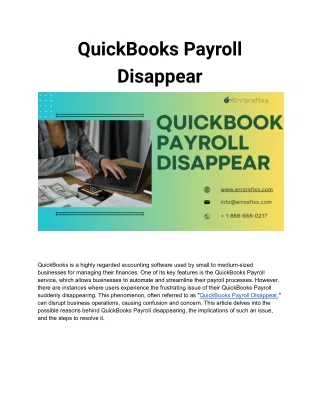 QuickBooks Payroll Disappear