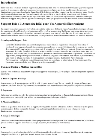 Support Bois : L'Accessoire Idéal pour Vos Appareils Électroniques