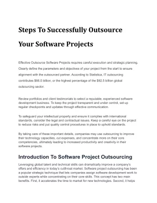 Steps To Successfully Outsource Your Software Projects