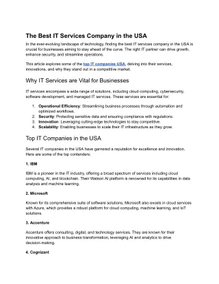 Best company providing IT services in US