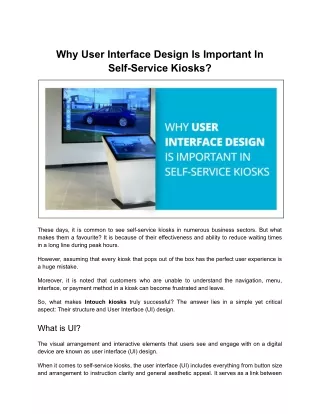 Why User Interface Design Is Important In Self-Service Kiosks