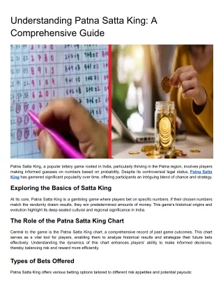 Understanding Patna Satta King: A Comprehensive Guide