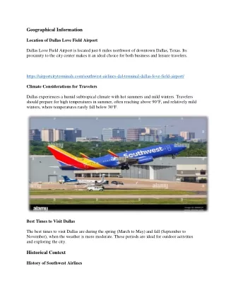 SouthWest Airline Dallas Love Field Airport Information