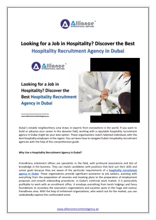 Looking for a Job in Hospitality Discover the Best Hospitality Recruitment Agency in Dubai