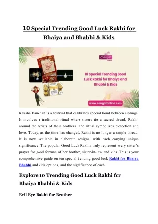 10 Special Trending Good Luck Rakhi for Bhaiya and Bhabhi & Kids