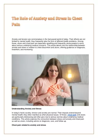 The Role of Anxiety and Stress in Chest Pain