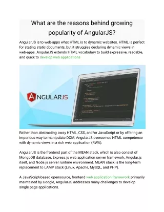 What are the reasons behind growing popularity of AngularJS