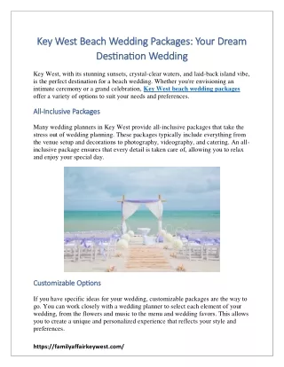 Key West Beach Wedding Packages: Your Dream Destination Wedding