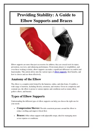 Providing Stability A Guide to Elbow Supports and Braces