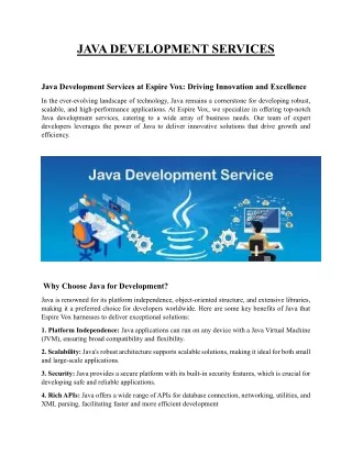 JAVA DEVELOPMENT SERVICES