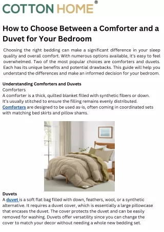 How to Choose Between a Comforter and a Duvet for Your Bedroom