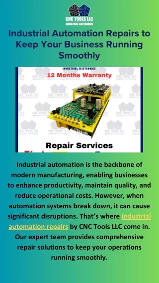 Industrial Automation Repairs for Enhanced Efficiency and Reliability by CNC Tools LLC