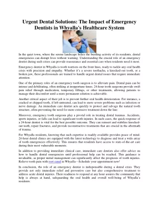 Urgent Dental Solutions: The Impact of Emergency Dentists in Whyalla's Healthcar