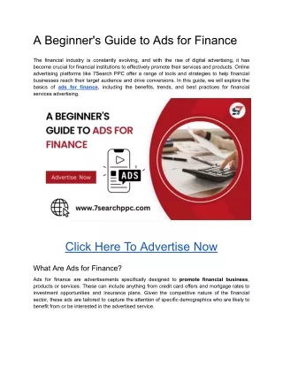 A Beginner's Guide to Ads for Finance