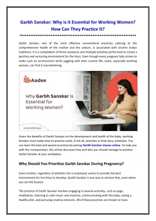 Garbh Sanskar - Why is it Essential for Working Women How Can They Practice It