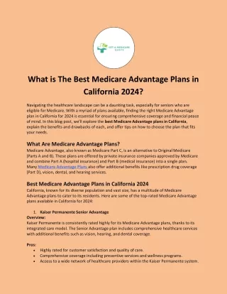 What is The Best Medicare Advantage Plans in California 2024?