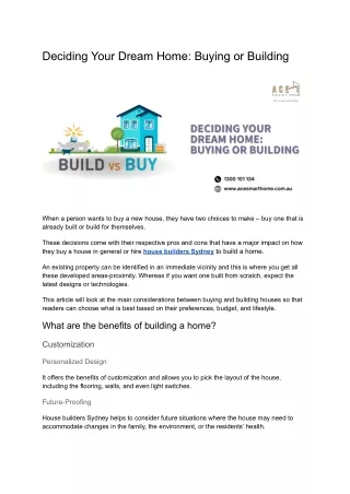 Deciding Your Dream Home: Buying or Building