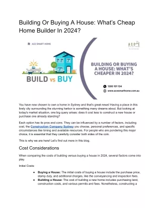 Building Or Buying A House: What’s Cheaper In 2024