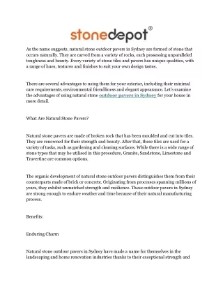 Top Benefits of Using Natural Stone Outdoor Pavers in Sydney