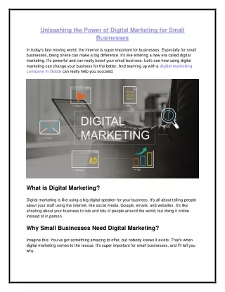 Unleashing the Power of Digital Marketing for Small Businesses