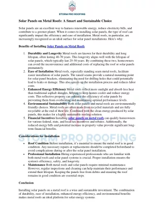 Solar Panels on Metal Roofs