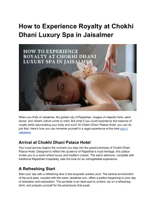 How to Experience Royalty at Chokhi Dhani Luxury Spa in Jaisalmer