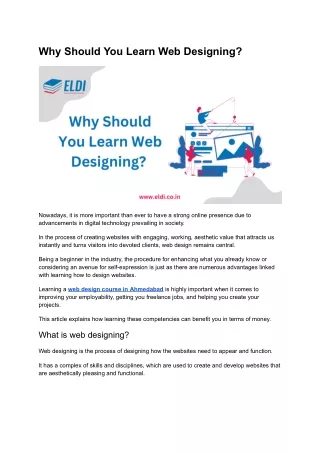 web design course in Ahmedabad | ELDI