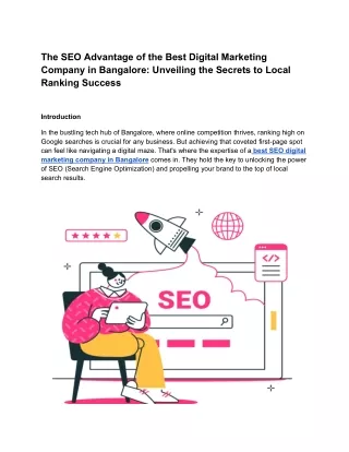 The SEO Advantage of the Best Digital Marketing Company in Bangalore Unveiling the Secrets to Local Ranking Success