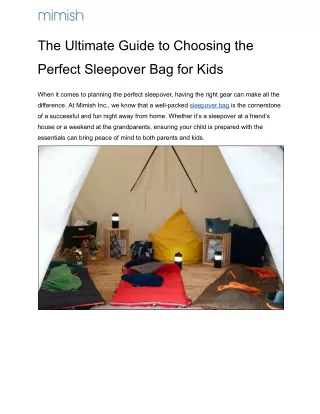 The Ultimate Guide to Choosing the Perfect Sleepover Bag for Kids