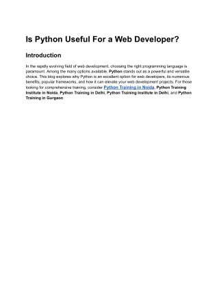 Is Python Useful For a Web Developer