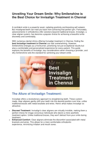 Best Invisalign Treatment in Chennai | SmilenShine