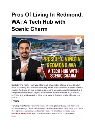 Pros Of Living In Redmond, WA_ A Tech Hub with Scenic Charm