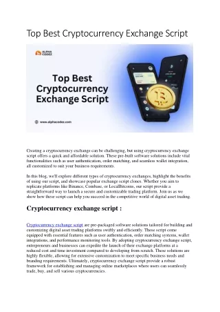 Top Best Cryptocurrency Exchange Script