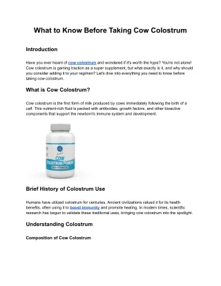 What to Know Before Taking Cow Colostrum