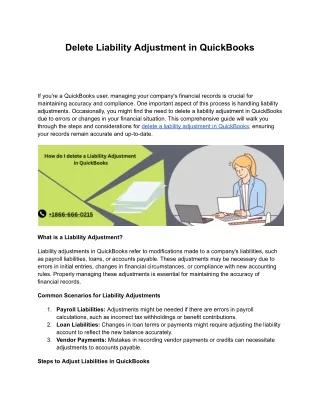 Delete Liability Adjustment in QuickBooks