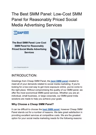 low cost smm panel for reasonabaly priced social media advertising services