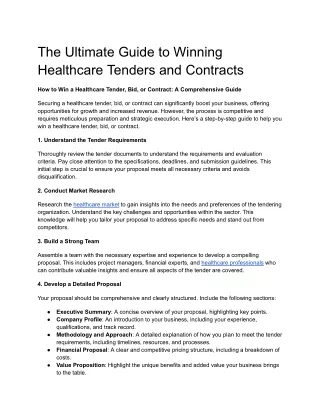 The Ultimate Guide to Winning Healthcare Tenders and Contracts